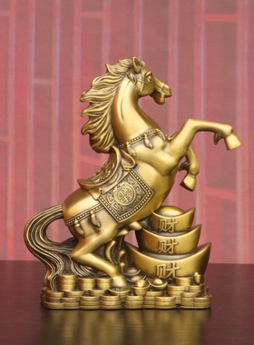 纯黄铜一马当先马到成功摆件