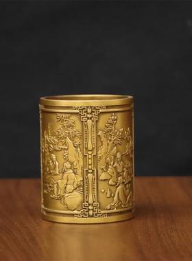 黄铜琴棋书画笔筒文艺摆件