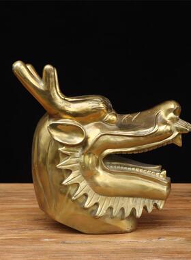 纯铜龙头吉祥物摆件黄铜