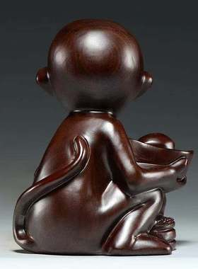 黑檀木猴子摆件12生肖风水工艺品