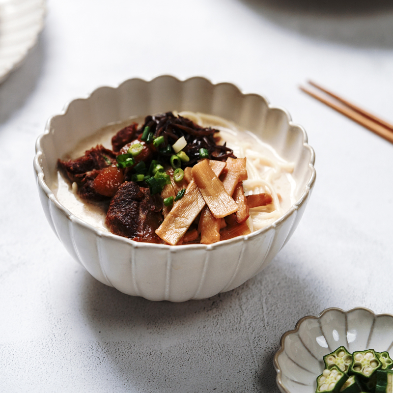 日式创意复古菊皿陶瓷餐具家用ins中西餐菜盘碟子牛排深汤盘饭碗 - 图0