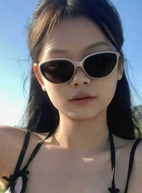 2024新款白色猫眼墨镜防紫女猫眼