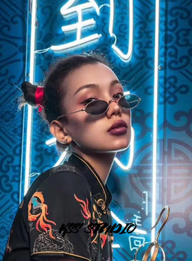 椭圆形太阳镜国潮风街拍嘻哈墨镜