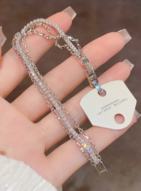 轻奢锆石蕾丝手链女超闪百搭新款