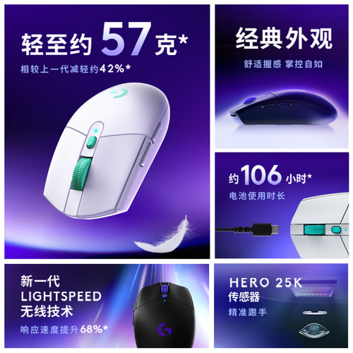 罗技G304X无线游戏鼠标电竞办公笔记本台式轻量化双模连接 - 图0