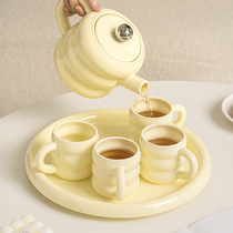 Cream Windflower Teapot Gift Box Ceramic Water water glass suit High face value Cold water kettle Home Next afternoon tea tea set