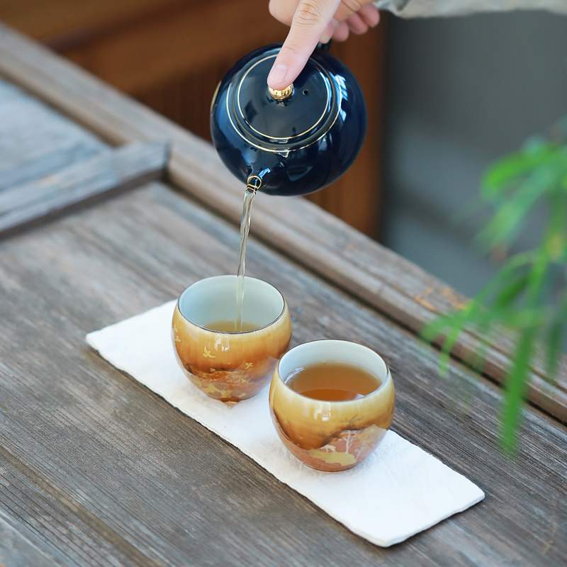 陶瓷窑变品茗杯大号对杯茶盏单杯家用功夫茶具礼盒装主人杯礼物