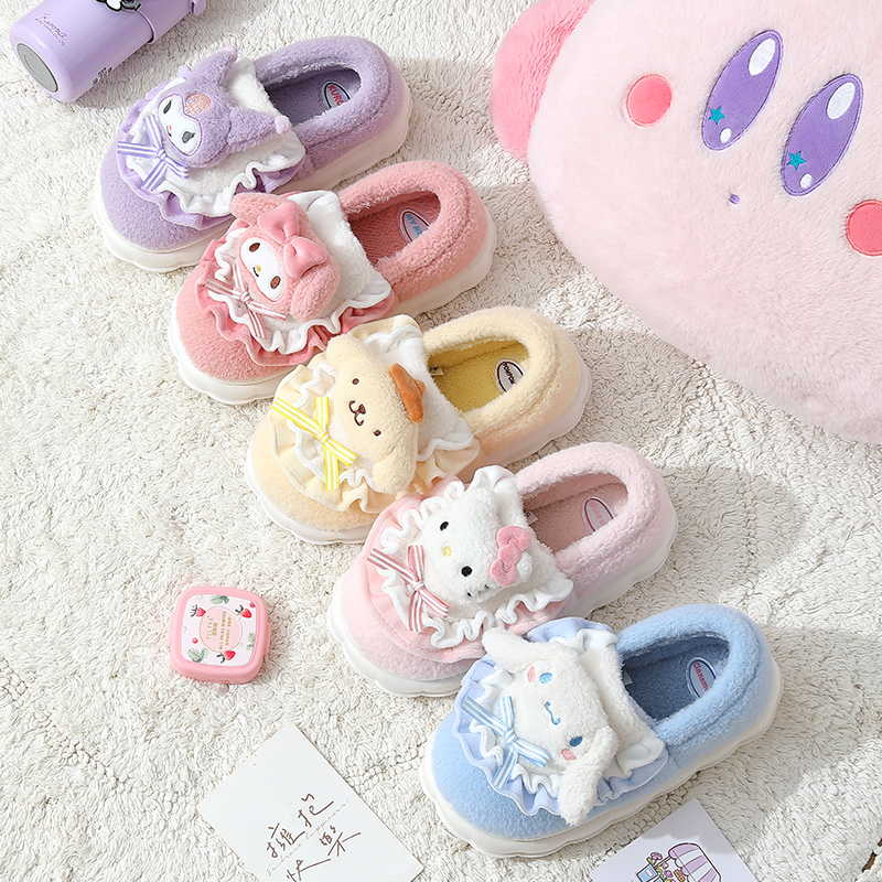 棉拖鞋女秋冬季可爱玉桂狗室内防滑厚底云朵鞋底保暖hellokitty - 图3