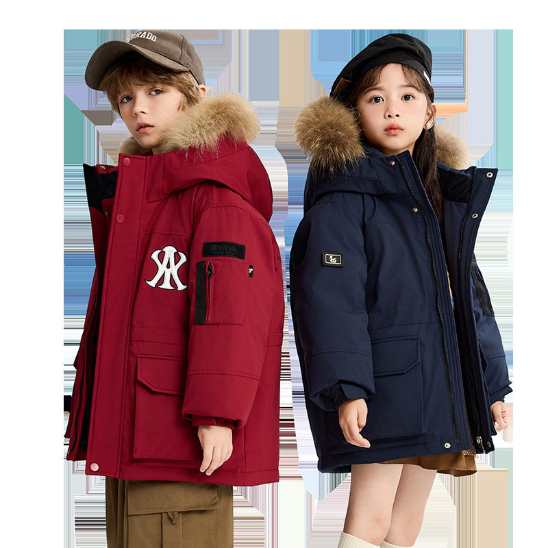 鸭鸭男女宝加厚羽绒服新款儿童中长款派克服大毛领90白鸭绒外套,淘宝优惠券,粉丝福利购,淘宝优惠卷