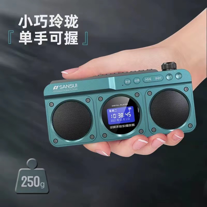 山水F28蓝牙音箱FM收音机插卡双喇叭大立体声录音机数字高端老人-图2