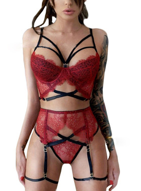 薄款大码红色蕾丝内衣