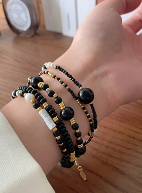 DSTYLE新中式天然石黑色玛瑙手链