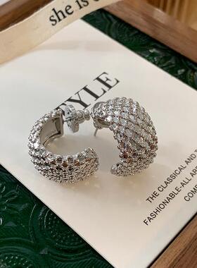 DSTYLE小香风金属宽面半圈耳环女