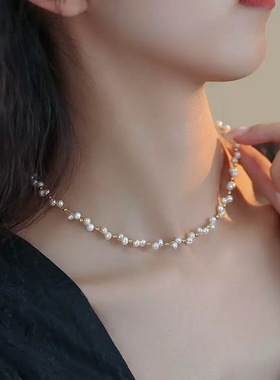 解忧 饰物大美牛同款 天然淡水珍珠项链女双层叠戴巴洛克
