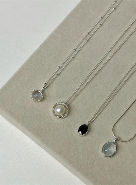 日常百搭S925纯银海蓝宝蝴蝶不掉色小众轻奢饰品碧玺女项链珍珠