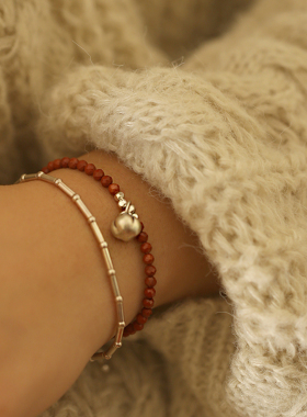 小柿子吊坠925纯银手链