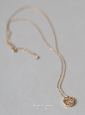 镂空篆体纯银s925女锁骨项链