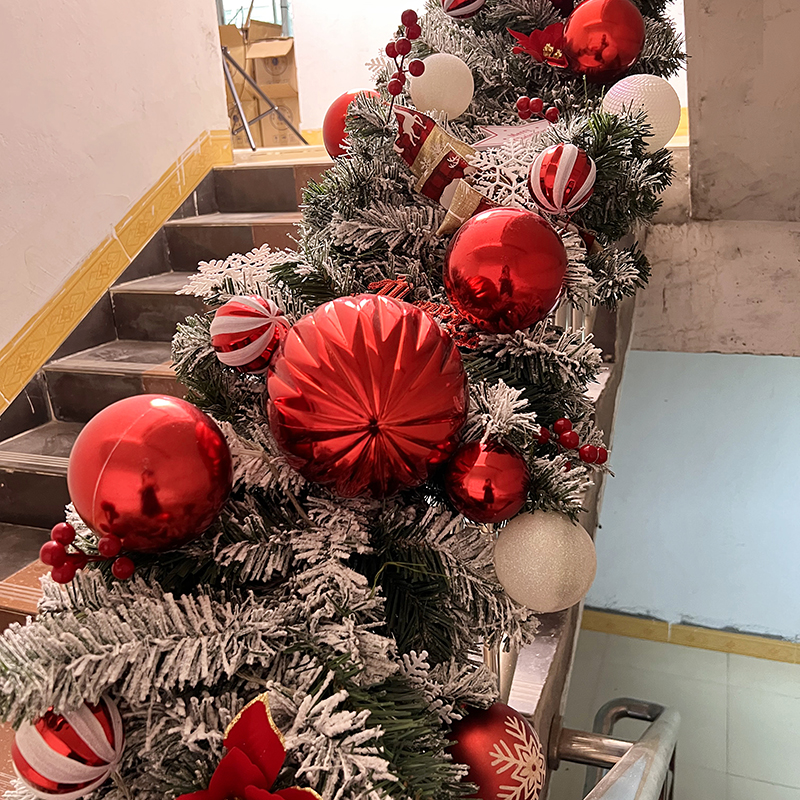 定制圣诞藤条场景布置圣诞节装饰品花环毛条拱门圣诞树枝橱窗门挂 - 图0