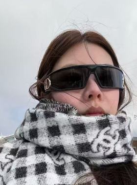 二合一发箍太阳镜2025女登山户外防风墨镜防紫外线旅游自拍眼镜潮