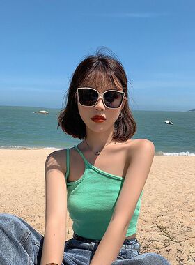 海滩旅游方框墨镜女2026夏季防紫外线遮阳太阳镜圆脸防晒素颜眼镜