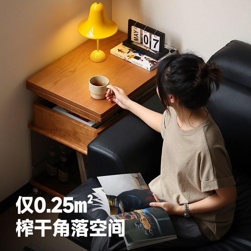 本木家居可移动升降茶几日式樱桃木折叠伸缩推车实木餐桌茶水柜,淘宝优惠券,粉丝福利购,淘宝优惠卷