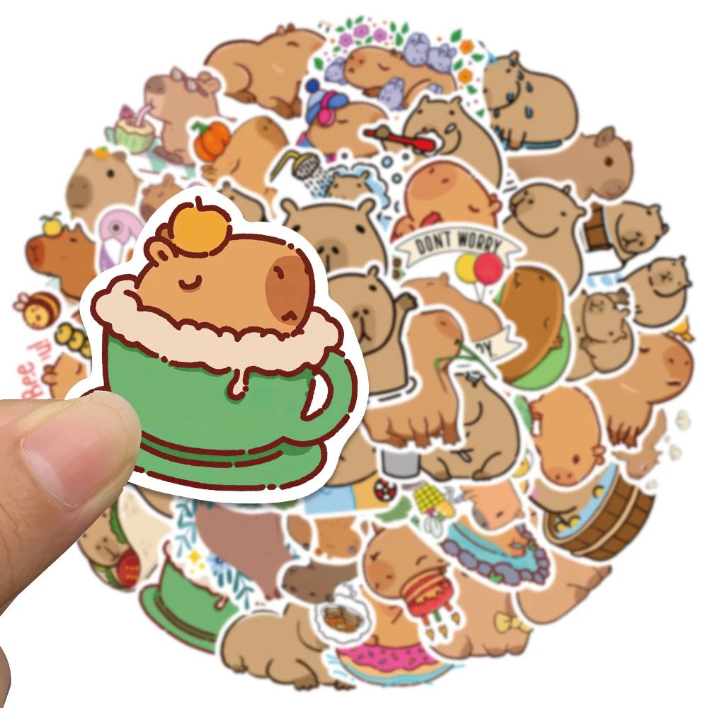 50/100PCS Plump Capybara Cartoon Cute Brown Animals Stickers - 图1