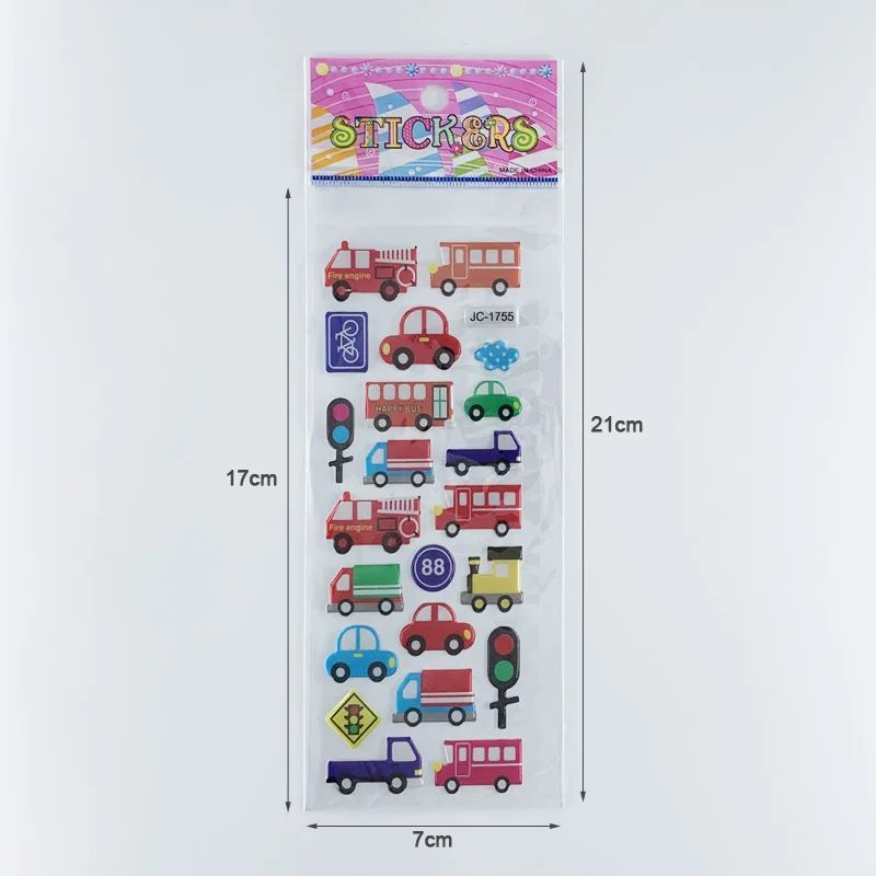 8 Sheets/Set Traffic Car Stickers  For Kids Boys 3D Puffy Bu - 图3