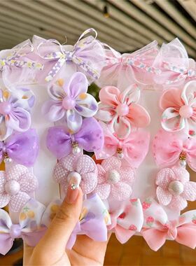 10Pcs/Set Cute Bows Baby Hairclips Lace Flower Children Girl