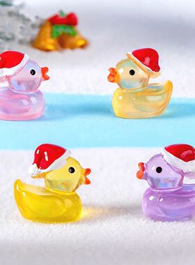 Luminous Micro Landscape Christmas Duck Ornaments DIY Resin
