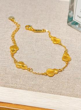 金店同款高保色古法沙金镭射葫芦手链爆闪女不掉色五福葫芦手链潮