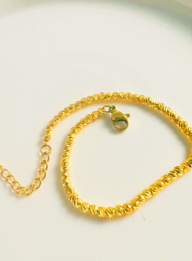 爆款呲花珠珠钛钢24K金手链女不掉色时尚百搭级设计轻奢小众气质