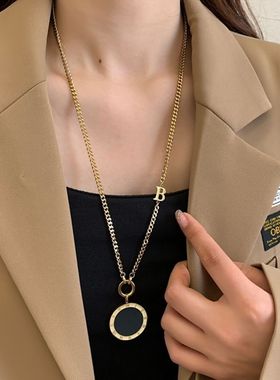 毛衣链长款新款潮时尚钛钢罗马数字项链不掉色女轻奢气质秋冬饰品