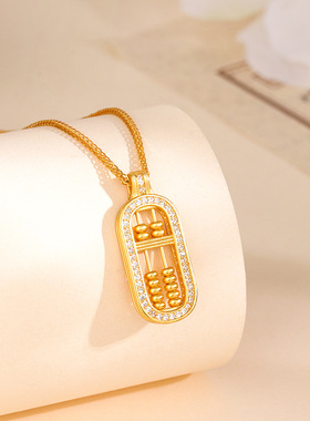 S925纯银古法算盘项链女款