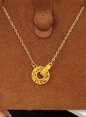 金店同款沙金龙鳞闪耀环环项链