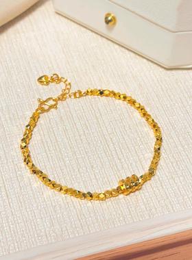 新中式风简约碎银几两小蛮腰手链女蹦迪方块轻奢不掉色串珠碎金子
