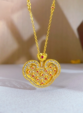 中古点钻花丝镂空如意锁包手链