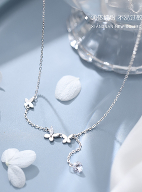 纯银仙气蝴蝶项链甜美女轻奢小众