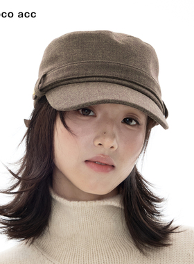 Lacoco气质英伦风平顶鸭舌帽女