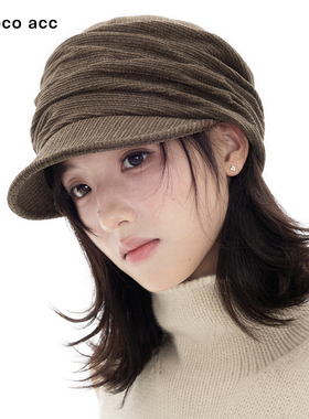 Lacoco复古褶皱报童帽女