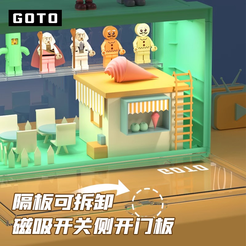 GOTO盲盒收纳展示架马卡龙色乐高盒子手办亚克力泡泡玛特展示盒墙 - 图2