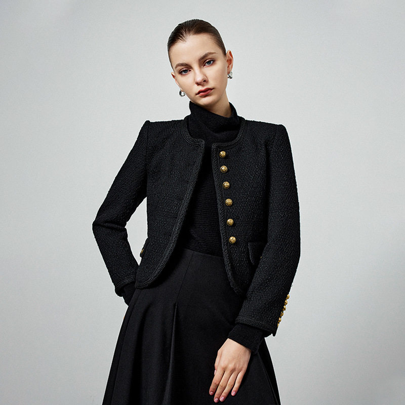 今年流行特惠小香风圆领长袖黑色短外套女早春新款2025气质名媛,淘宝优惠券,粉丝福利购,淘宝优惠卷