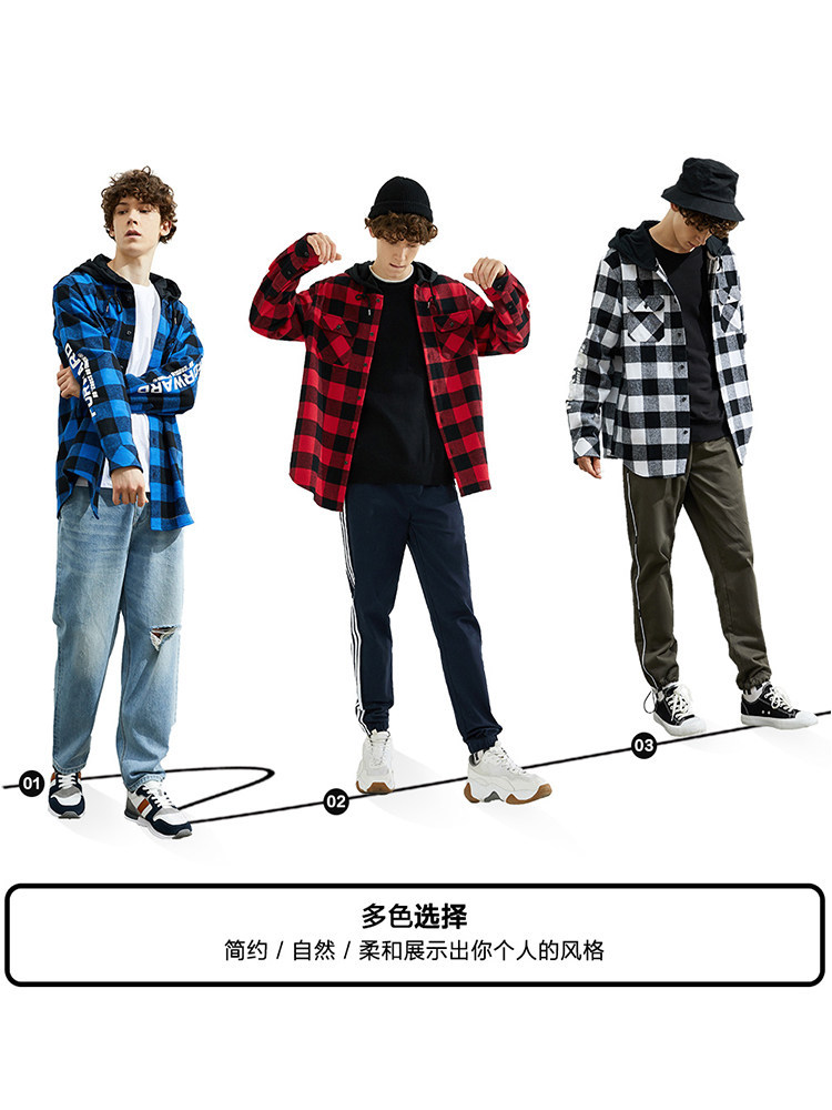 美特斯邦威男装格子长袖男2020衬衫 美特斯邦威四禧衬衫