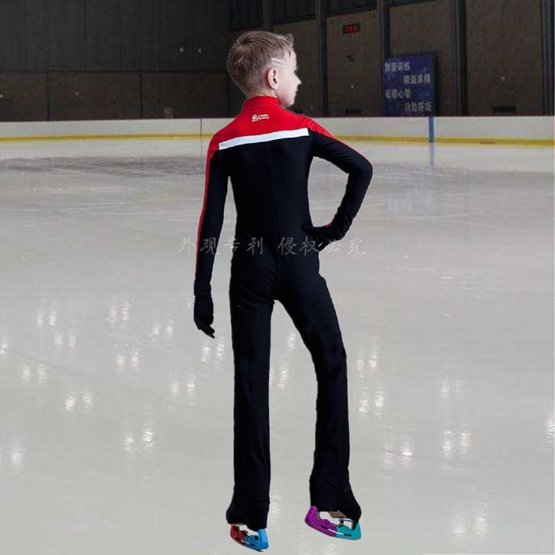 儿童花样滑冰服训练服滑冰服套装成人表演裤子溜冰球加绒男童服装 - 图2