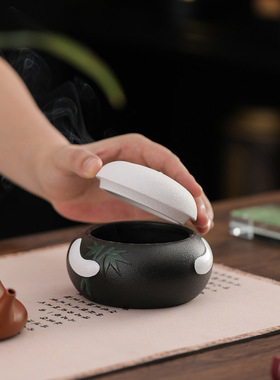 可爱卡通熊猫香炉家用室内熏香炉香托国潮创意陶瓷沉香香炉托盘