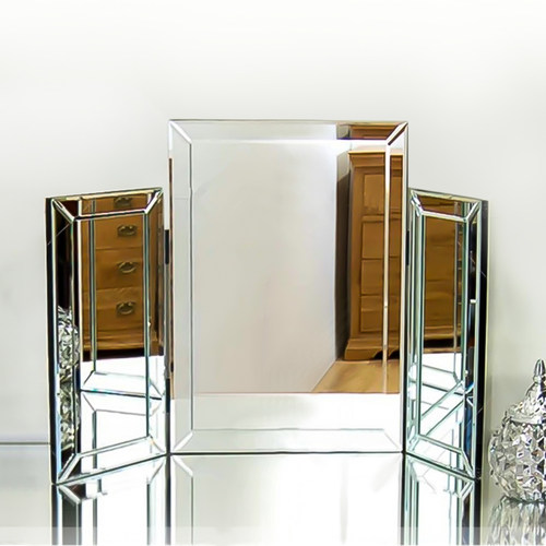 欧式化妆镜梳妆三折镜立式异形镜家用可定制 - 图0