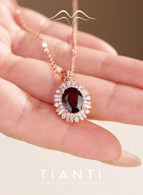 太阳花精致轻奢风天然石榴石项链