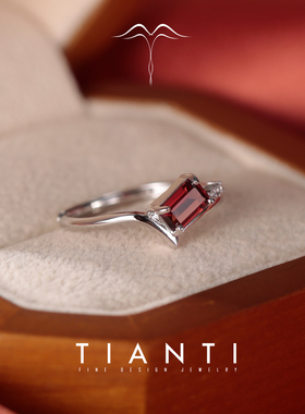 天然石榴石宝石戒指S925纯银镶嵌