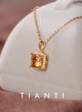 天然巴西黄水晶吊坠招财转运项链