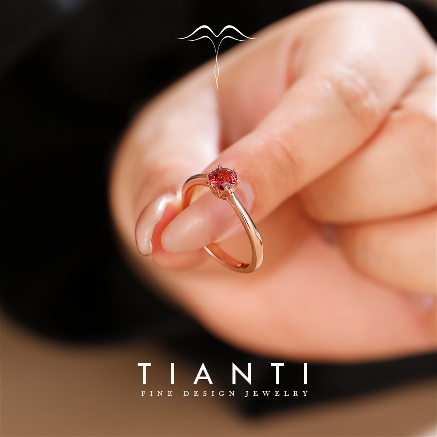 天然红石榴石宝石戒指稚雅S925纯银镀18k金经典六爪简约款活口女,淘宝优惠券,粉丝福利购,淘宝优惠卷