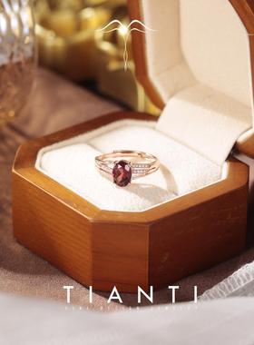 天然鸽血红石榴石宝石戒指